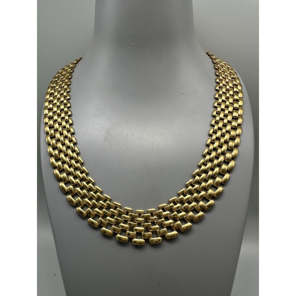 Vintage Panther Link Gold Tone Cleopatra Style 16 Inch Necklace